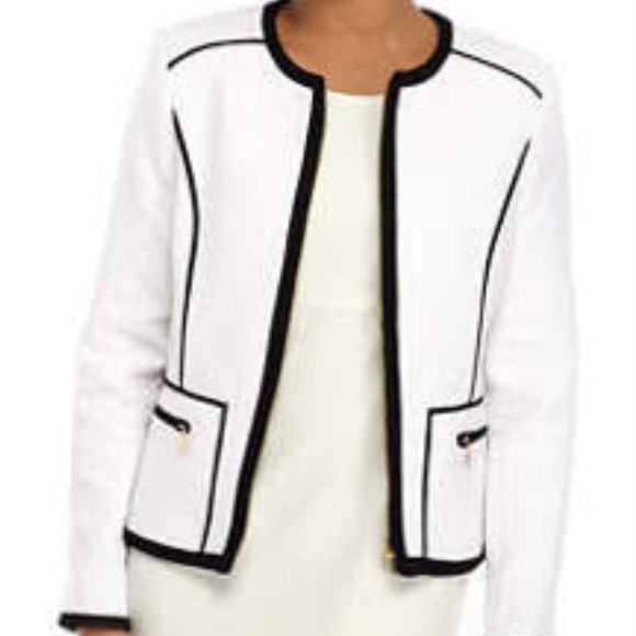 Calvin Klein White & Black Contrast Binding Zip Up - Picture 9 of 10